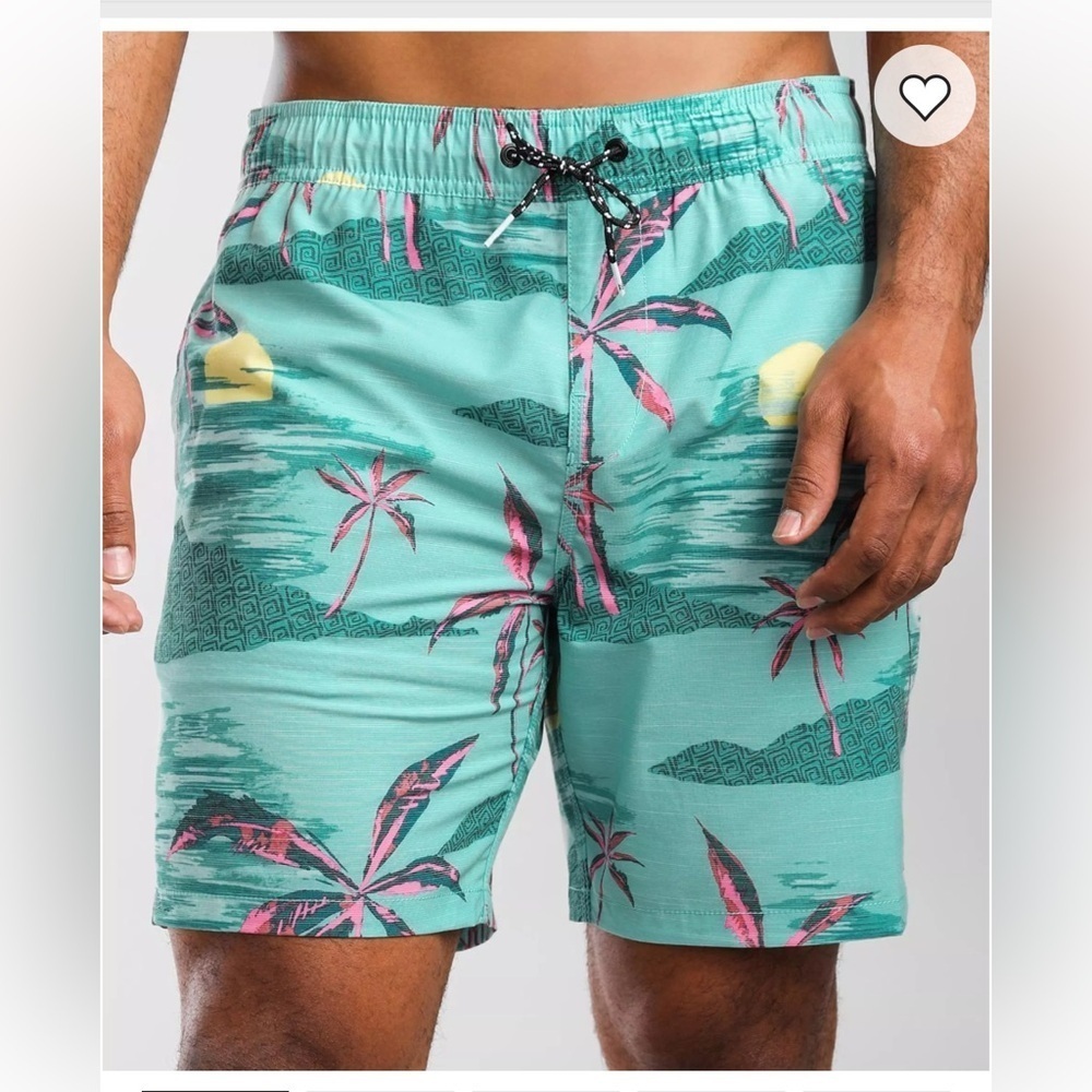 Billabong Dark Mint Sundays Layback Stretch Swim Trunks Medium Buckle Exclusive